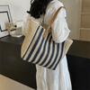 Striped Straw Shoulder Bag Bohemian Women Shopping Handbag Portable Weave Tote Bag  Girl