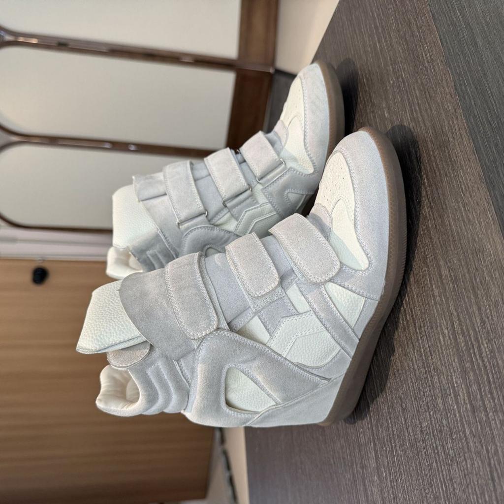 Pantofi Femei cu Velcro Invizibil pentru Creșterea Înălțimii Pantofi Sport Casual cu Toc Pană Potrivire Culori Pantofi Înalți Piele Naturală