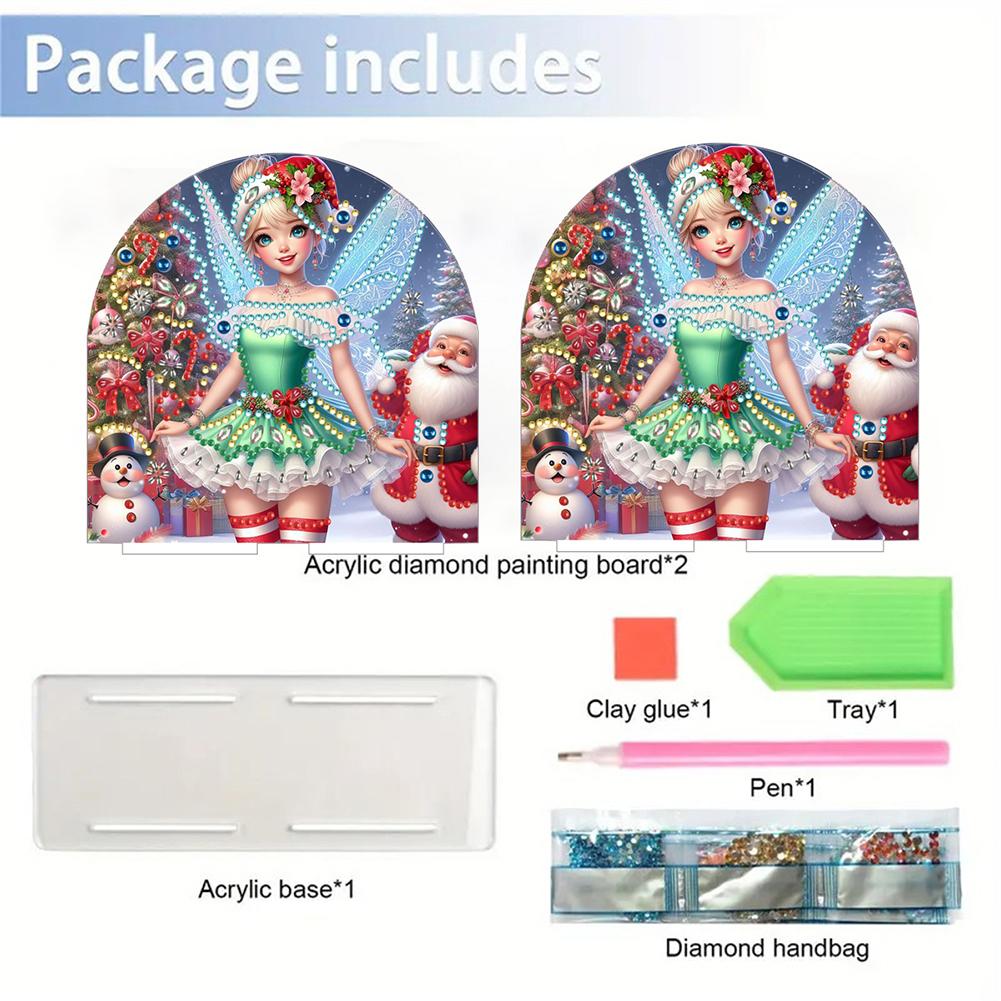 Double Sided Christmas Diamond Painting Napkin Holder DIY 5D Acrylic Diamond Painting Tabletop Paper Towel Holder Desk Ornaments