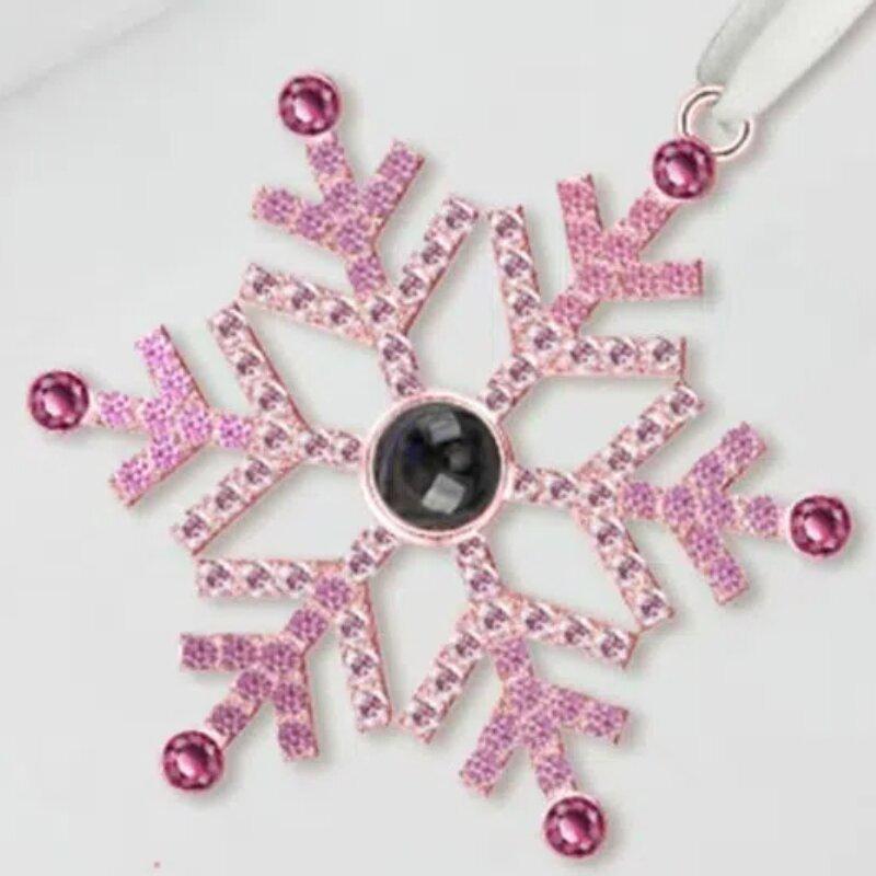Custom Snowflake Christmas Tree Projection Necklace with Photo