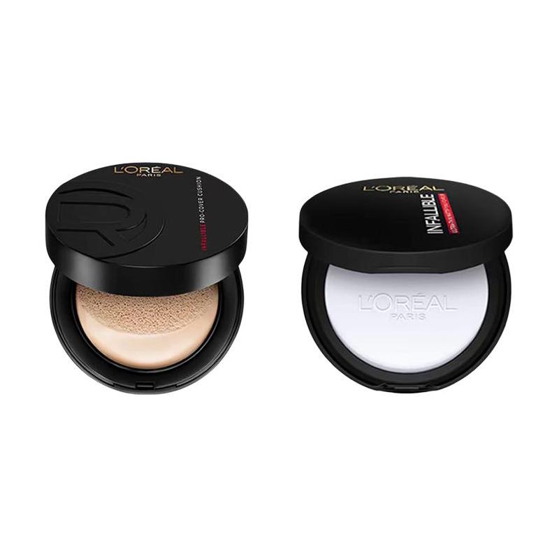 Loreal Paris+ Black and White Fatty Makeup Set - Two-piece set 200 Black Fatty Air Cushion White Fatty Powder 6g чёрный
