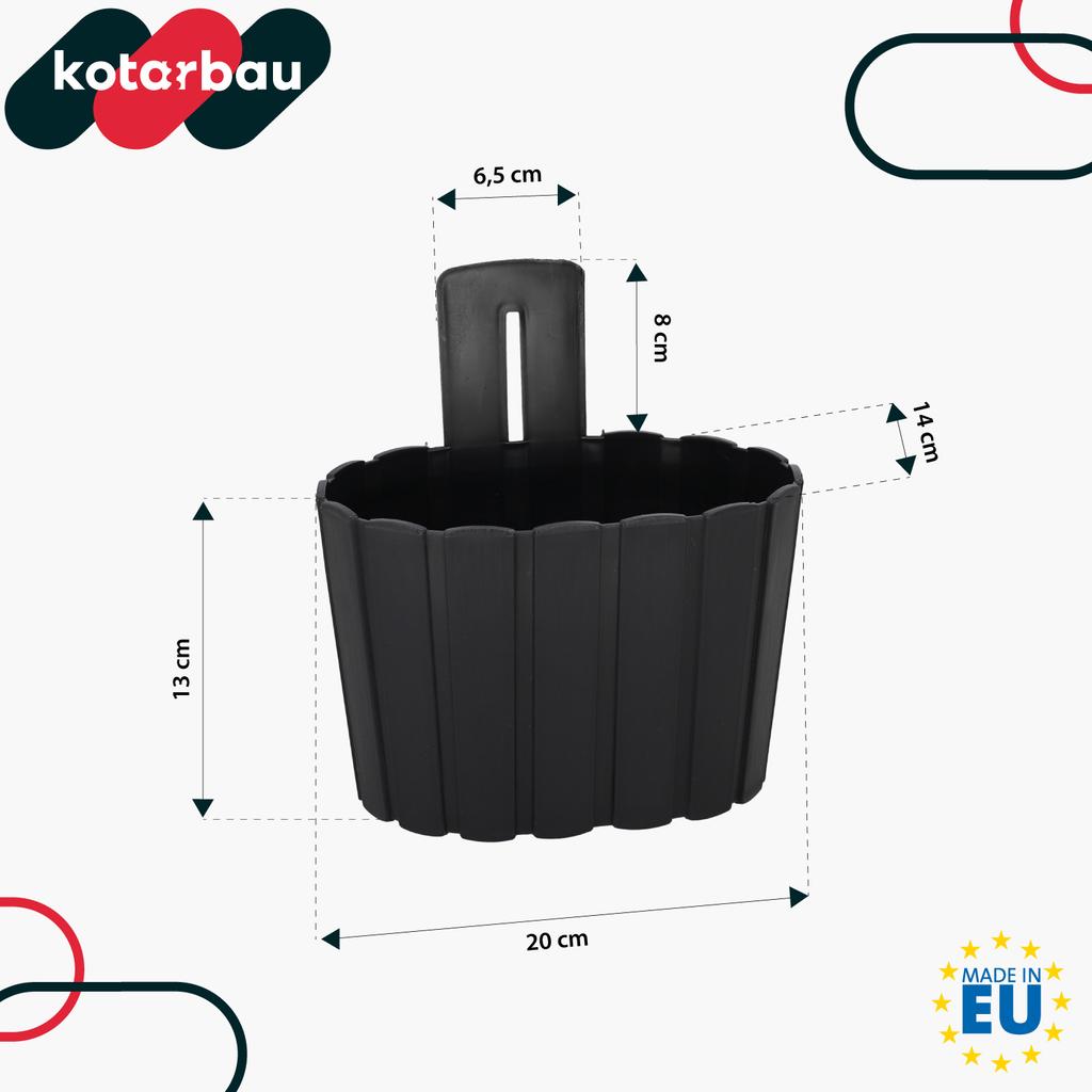 Wall Hanging Flower Pot for Balcony Rustic Anthracite 20 cm 2 PCS