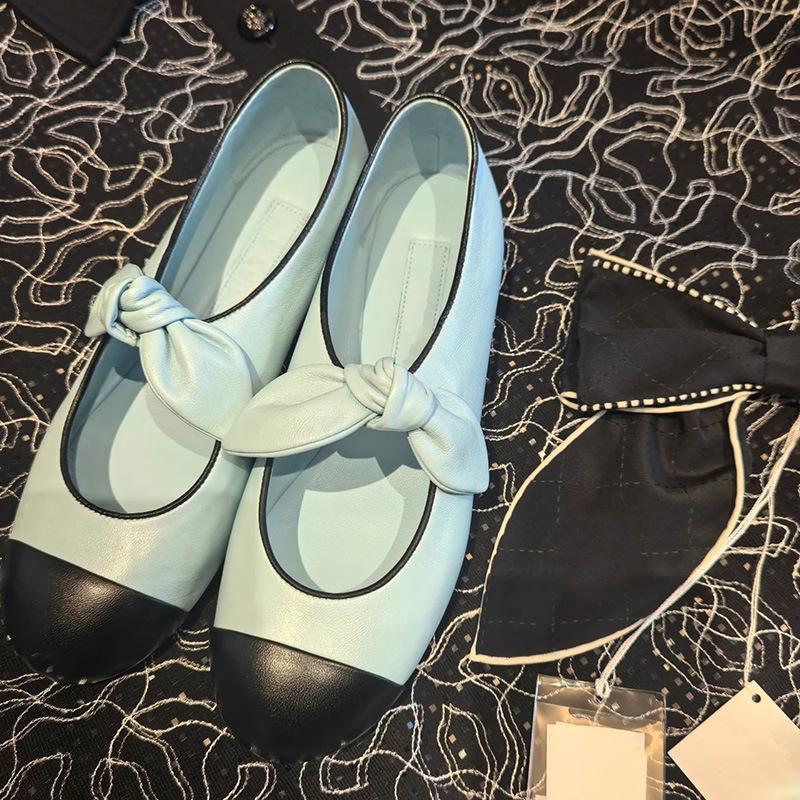 

Туфли Мэри Джейн с мелким вырезом в стиле сяосянфэн, женские, милые, с бантом, на плоской подошве, французские ретро-туфли из маленькой кожи 40 синий