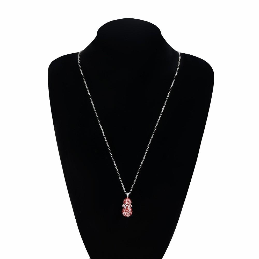 Drip Oil Gourd Pendant Necklace Red Enamel Peanut Pendant Necklace  Women Girl
