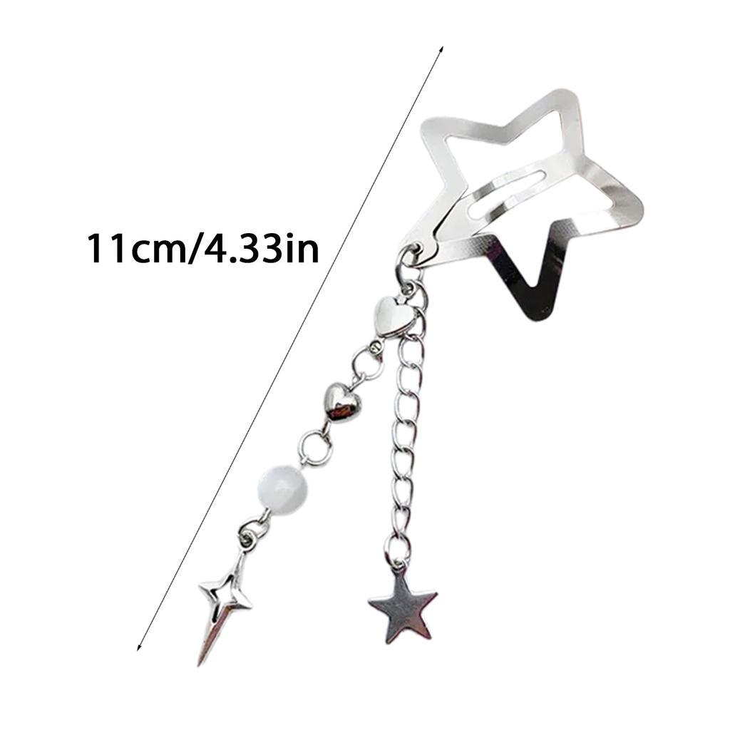 Stylish Star Shaped Hairpin Metal Snap Hair Clip Tassels Heart Beaded Barrette Styling Accessory for Women Girls
