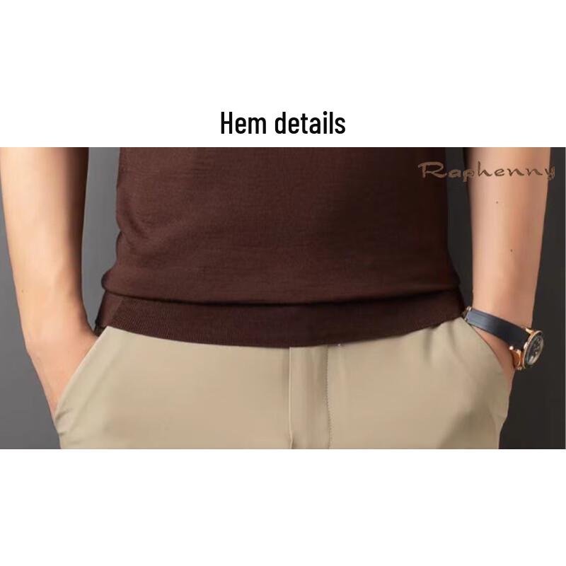 Raphenny Men's Fine Merino Wool Short Sleeve Crew Neck Sweater