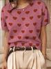Top Maglione Girocollo a Maniche Corte Jacquard Color Block Retrò 2026