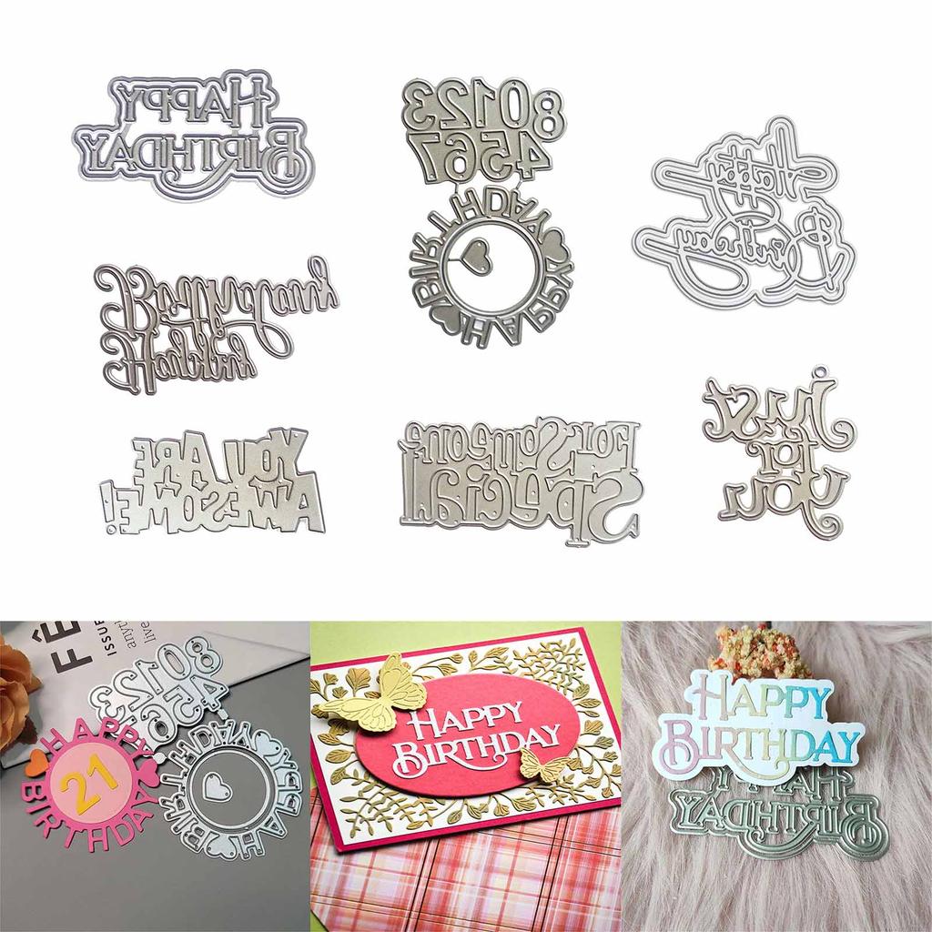 Happy Birthday Metal Cutting Dies Scrapbooking Stencil Die Cuts Card Embossing DIY Photo Album Template Mold Decoration