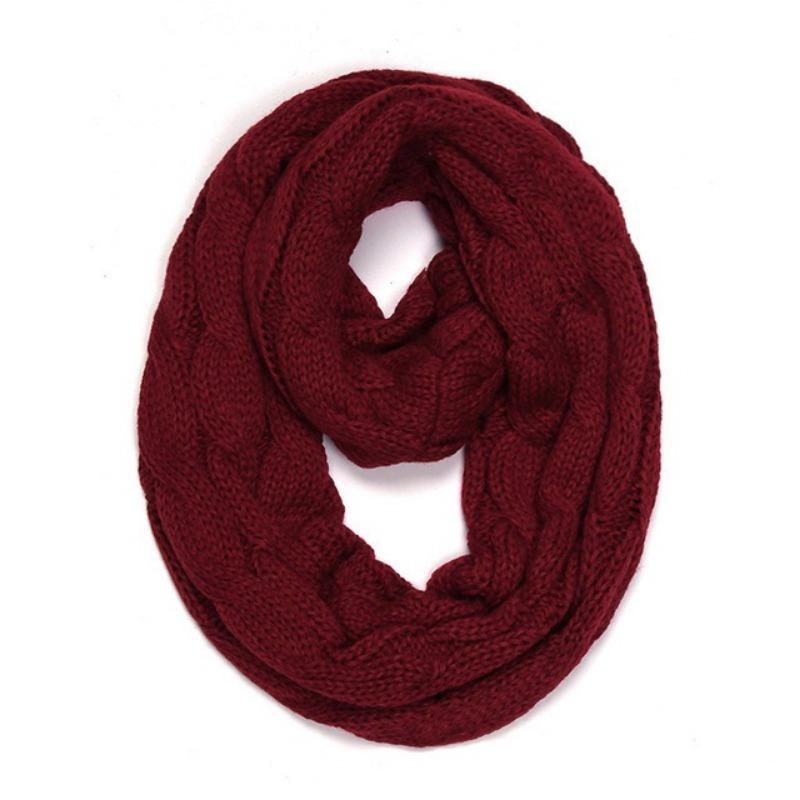 

Новый женский однотонный шерстяной шарф-снуд с косами, зимний утеплитель для шеи, воротник-хомут, круглые шарфы One Size