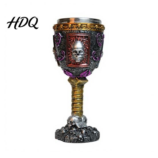 Novelty Bar Opening Present Horrible Resin Stainless Steel Skull Goblet Retro Skeletal Wine Gothic Dark Style Barware Cocktail Glasses Vintage