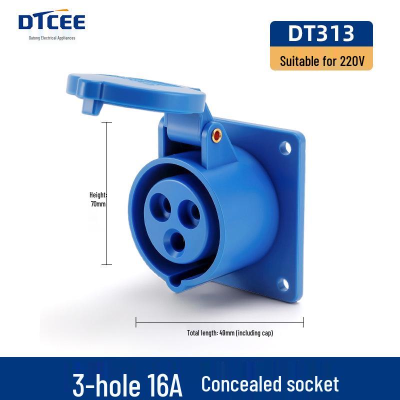 Industrial 16/32A Non-Explosion Proof Aviation Socket with 3-Core, 4-Core, 5-Core Connectors, Three-Phase, Four-Wire, 380V.