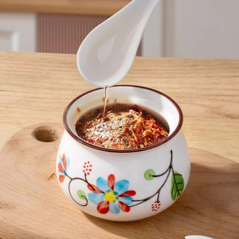 4 Piece Ceramic Spices Container Set Includes Decorative Tray Durable Kitchens Organizers for Spices Condiments