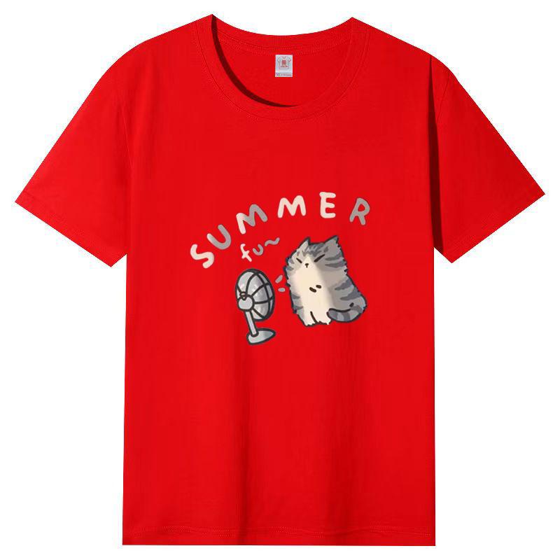 

Хлопчатобумажная женская футболка, свободные летние топы с короткими рукавами и половиной рукавов Design Sense 3XL красный