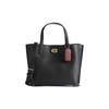 Coach Willow 24 Drehverschluss Reißverschluss Doppellagig Kieselstruktur Leder Eimer Tote Einkaufstasche Handtasche Crossbody Tasche Mittel Damen Tote Schwarz C8869-B4BK