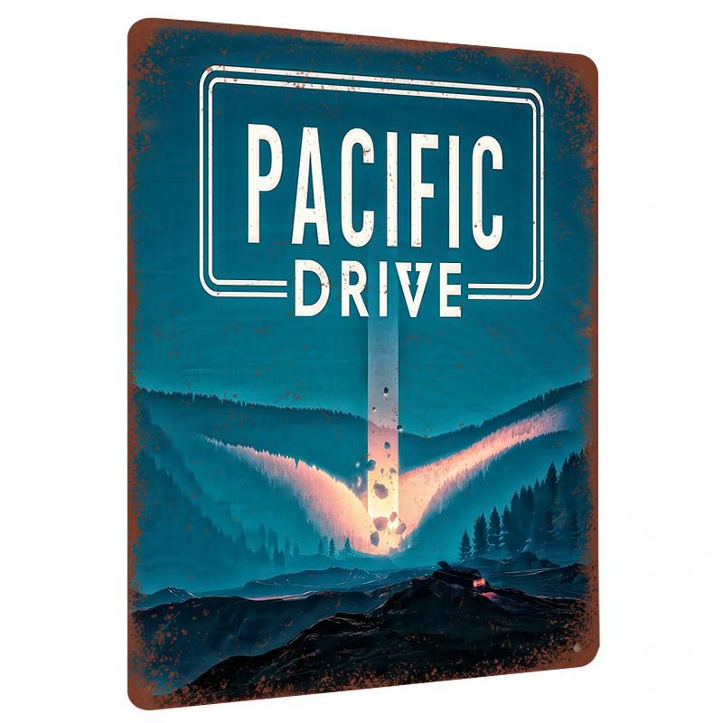 

Pacific Drive Game Theme Metal Iron Painting Living Room Study Decorative Wall Art 20x30cm（7.8x11.8inch）