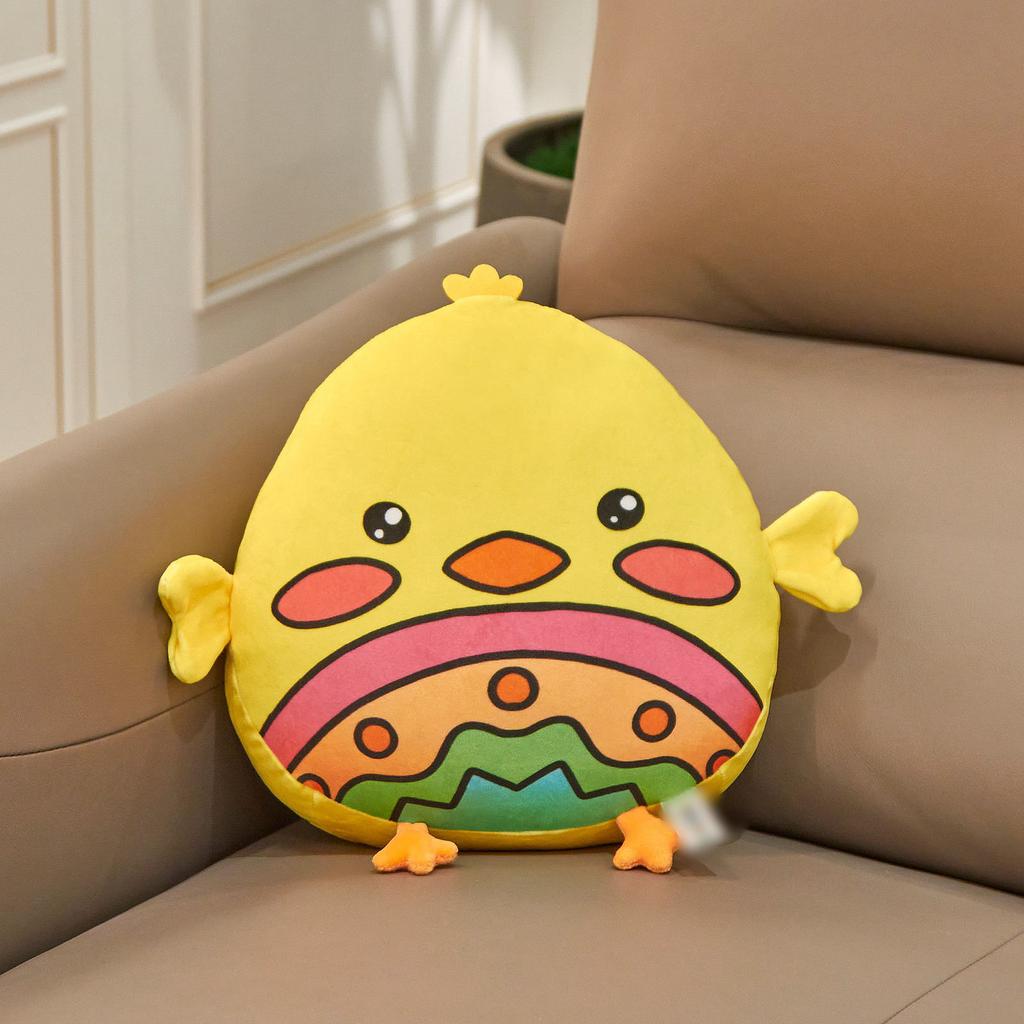 Lindo pollito amarillo conejo cojín de peluche juguete muñeco conejito blanco pequeño muñeco niños acompañamiento muñeco calmante