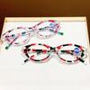 High-End Transparent Floral-Print Oval Small Frame Presbyopia Glasses Anti Blue Light Eyeglasses Lady And Gentleman +1.0 To +4.0
