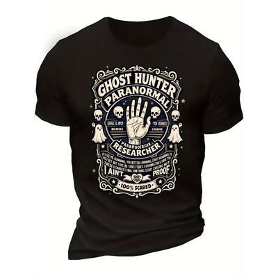 Europäische Größen Lustiges Herren-T-Shirt - Sarkastisches Zitat & Gruselige Totenkopf- & Geister-Grafik-T-Shirt - Weiche atmungsaktive Mischung Rundhals Kurzarm Lässiges Oberteil