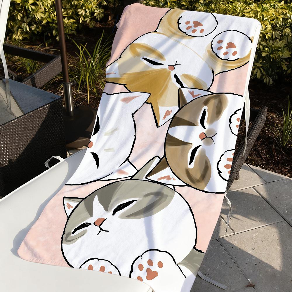 Cartoon M-Mofusand-S Kawaii Cute Cats Towel Sports Quick Dry Travel Camping Gear Sandproof Soft Light Large Beach Towel