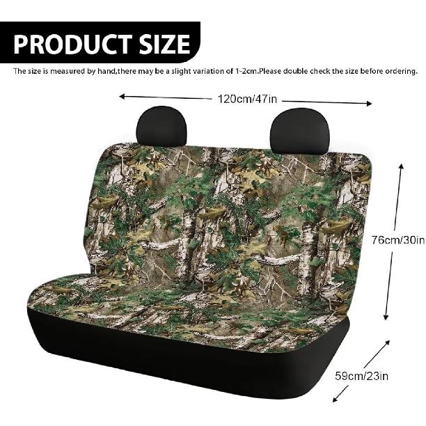Dolyues Camo Hunting Back Seat Bench Covers & Backrest Covers for Men Cool Cars Seat Covers Protector Full Set 2 Pcs Rear Seats Pet Dog Paws Seat