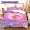 Galaxy Moon Pattern Bedding Quilt Set Quilt Cover Pillowcase Home Decoration Gift (1 * Duvet Cover + 2 * Pillowcase, Without Core)
