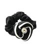 Kobe Vingtaine VINGTAINE Scrunchie Size Black and Satin Hair Camellia, Small, Two-Tone, White, Tie, HS-194-