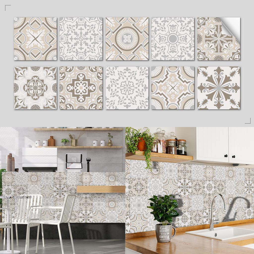 Nordic Tile Art Wall Sticker Kitchen Bathroom Waterproof And Oil-Proof Wallpaper Self-Adhesive Crystal Film Tile Sticker