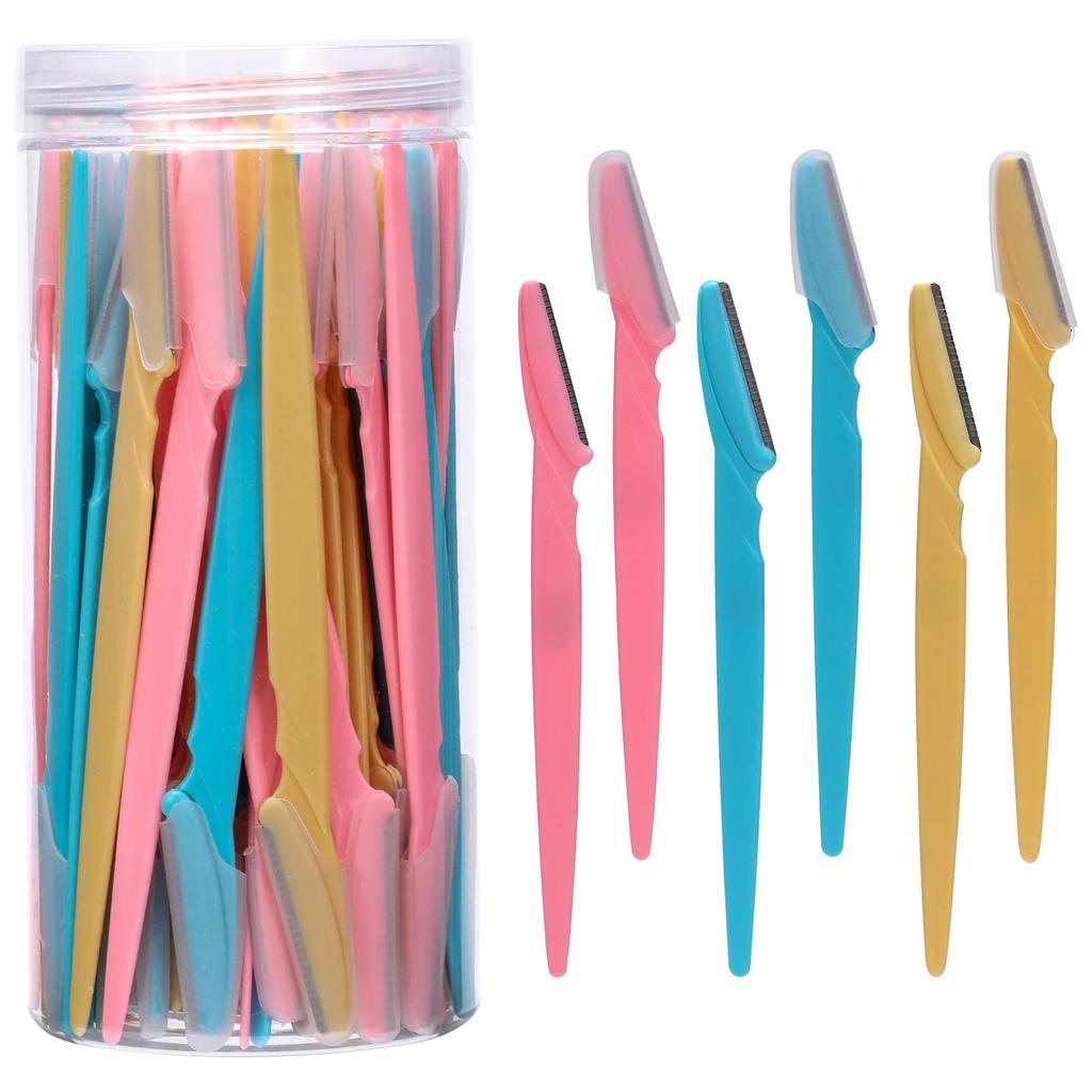 66-Piece Anti-Scratch Eyebrow Razor Set with Safety Net for Beauty Salons
