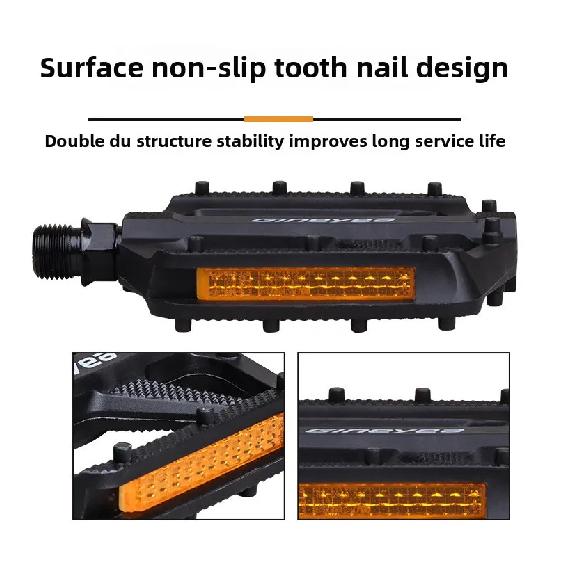 Bicycle Pedals Non-Slip Aluminium Mountain Bike Pedals with Reflector 9/16 Inch Bearing Platform Pedals for BMX MTB Racing Bikes