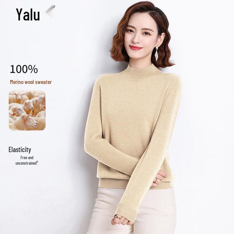 

Женский свитер с высоким воротником из чистой шерсти Yalu XL