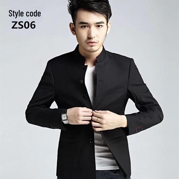 Men's Youth Slim Fit Zhongshan Suit: Stand Collar Casual Chinese Style Wedding Dress 16