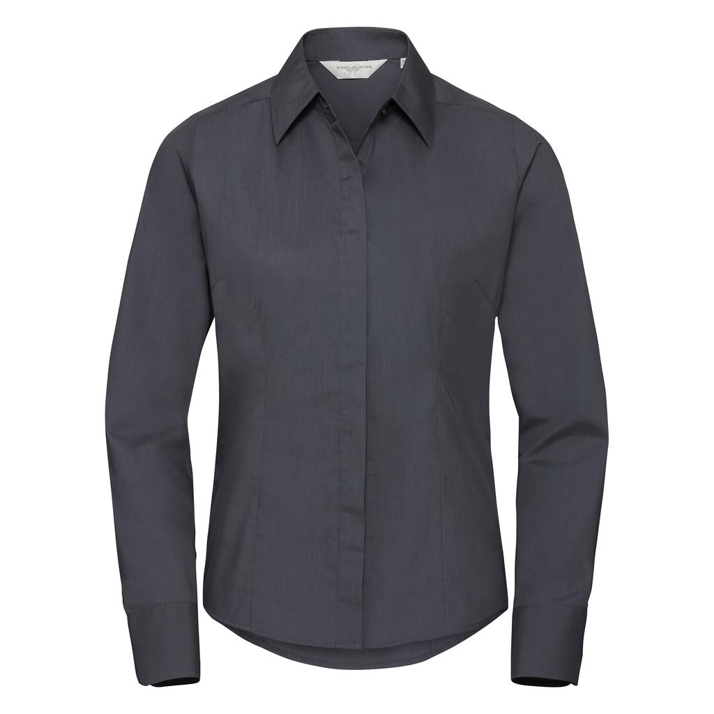 Russell Ladies/Womens Collection Long Sleeve Poly-Cotton Easy Care Fitted Poplin Shirt