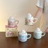 Rabbit Straw Mug with Lid Fairy Cup Cute Office Home Bestie Ceramic Water Cup Birthday Gift