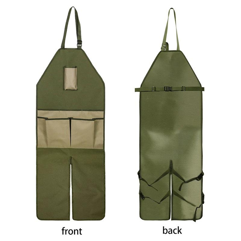 Waterproof Multi-Pocket Oxford Cloth Apron for Gardening & Pruning with Extended Leg Protection & Color Blocking Design