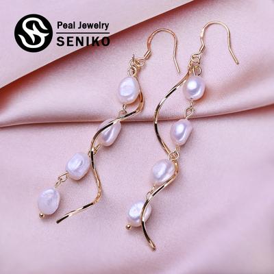 Natürliche Süßwasser Perle Ohrringe Geometrie Design Mode Barocke Perle Ohrringe Für Frauen Lange Ohrringe Mädchen Geschenk