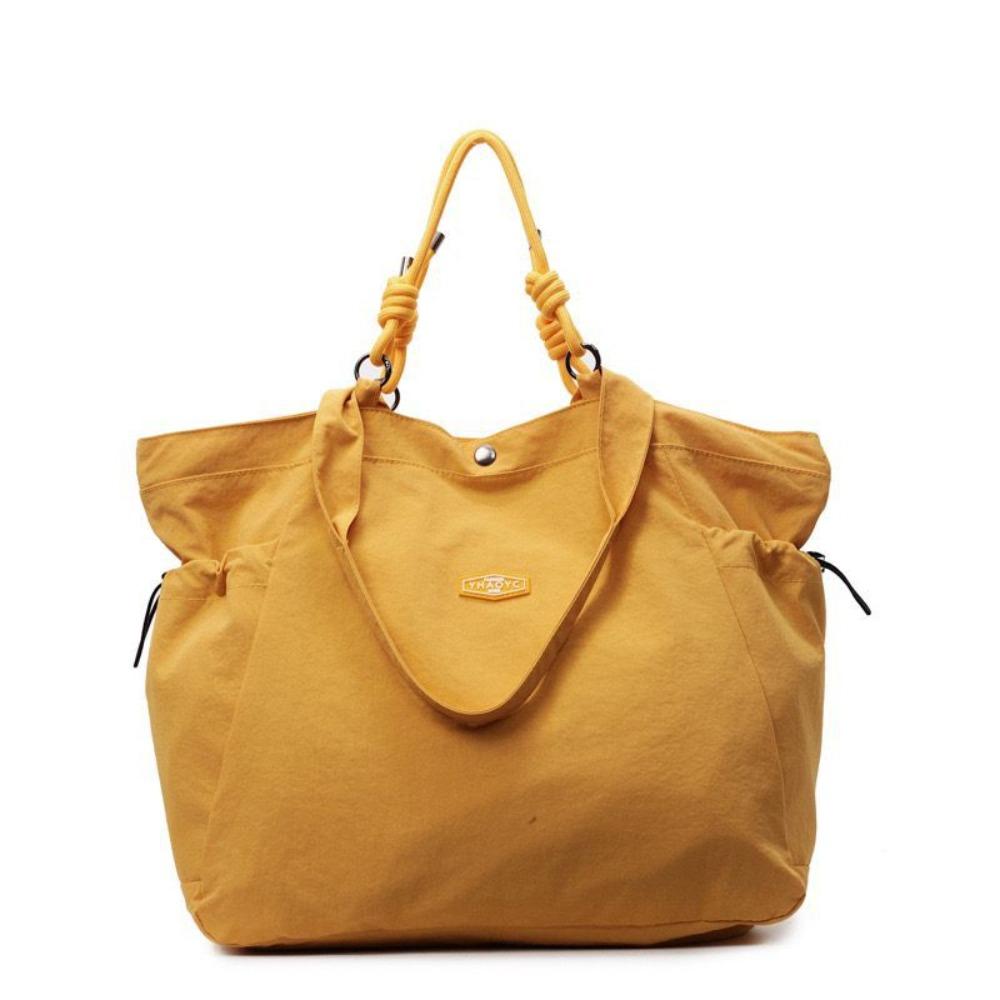 Korean Style Nylon Tote Bag Casual Nylon Shoulder Bag Portable Lightweight Eco Bag Vacation жёлтый