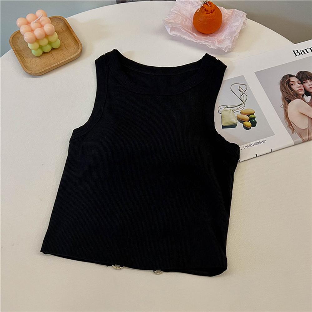 Women s Streetwear Open-Back Tank Top, Slim-Fit Nylon Camisole with Built-in Bra One size