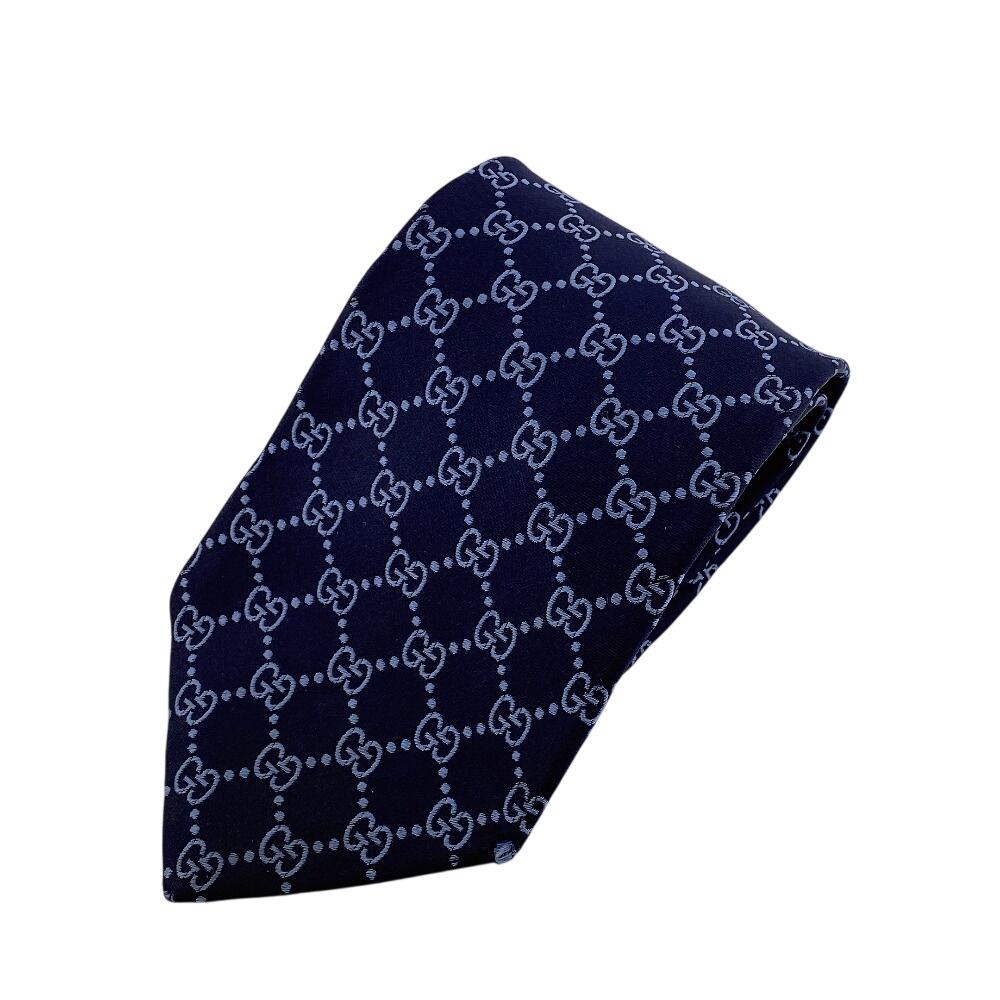 GUCCI GG pattern silk tie Navy system silk Used