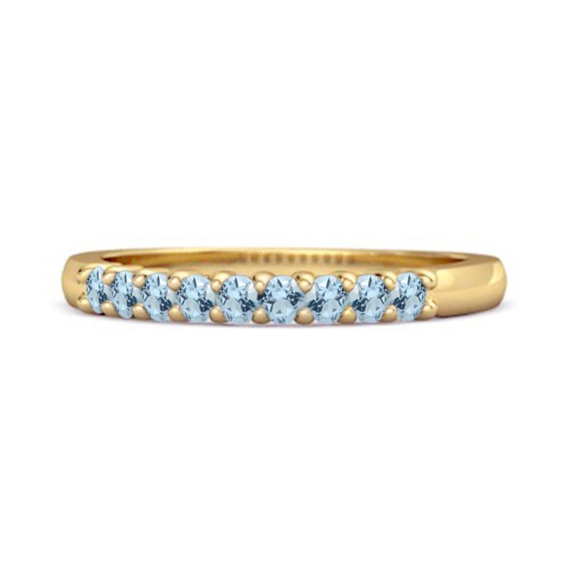 Blue Topaz Round Half Eternity Ring -925 Sterling Silver Gold Vermeil 12