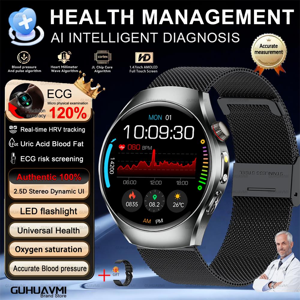 2026 Brand New Upgrade Health Check Smart Watch ECG Blood Lipid Uric Acid Body Fat Sports Waterproof Smart Watch For Man Women