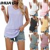 Women's Fashion Casual Solid Color Print Sleeveless V Neck Blouses & Shirts