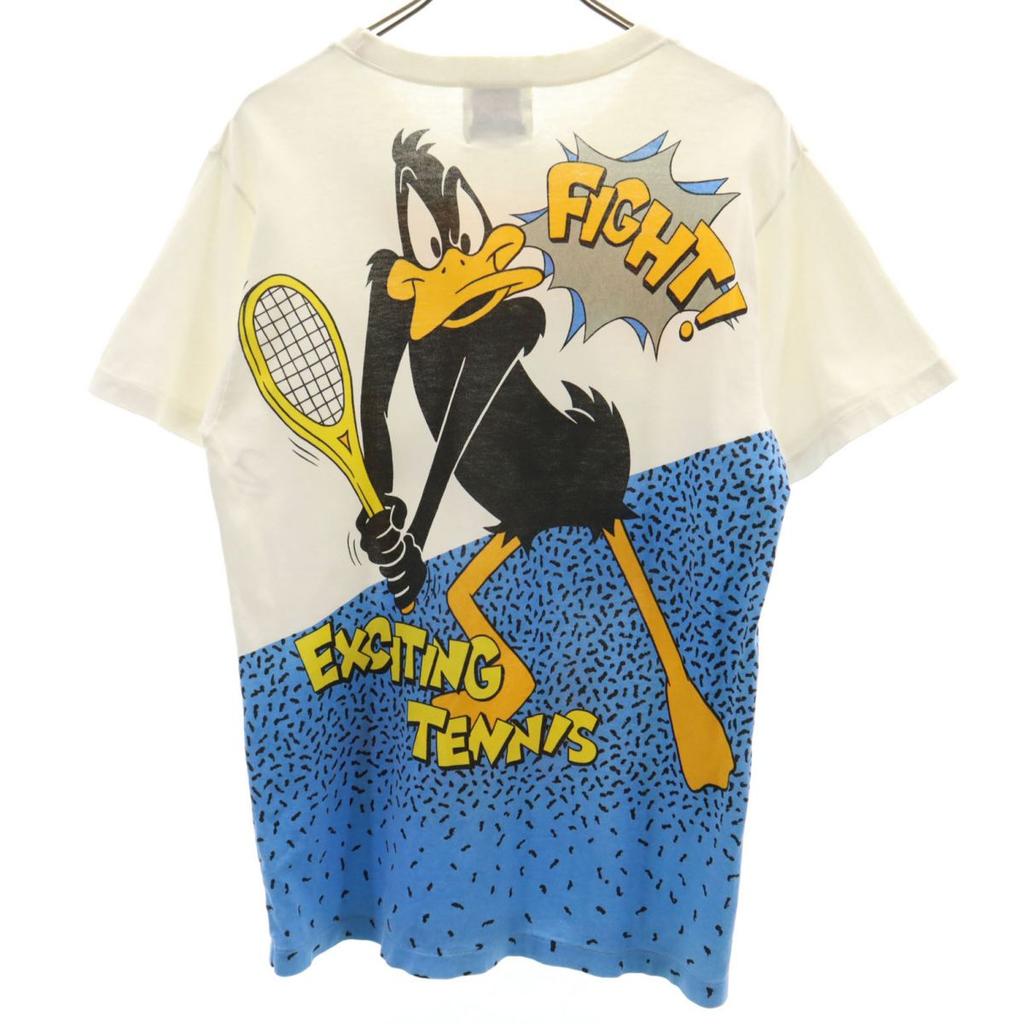 LOONEY TUNES 90s Old Bugs Bunny print Short sleeve T-shirt white tennis Men's Used