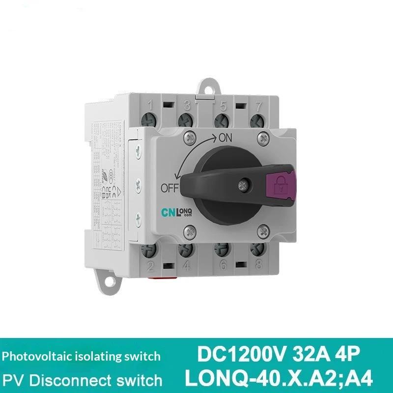 4P Din-Rail Mount Dc Isolator Rotary Switch 32A Dc 1200V Rotating Handle Disconnect Switch For Pv Distribution Box