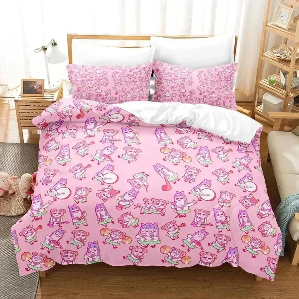 3D Print Anime Pop Team Epic Comfortable Duvet Quilt Cover Pillowcase Bedding Set Children Bedroom Decoration Home Textile