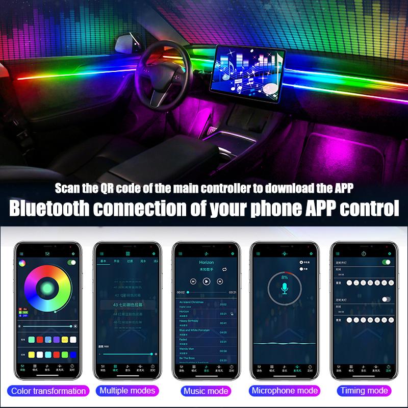 Luce Ambientale Per Auto RGB - Controllo APP E Telecomando, Fibra Ottica 8m, 64 Colori - Foto 11