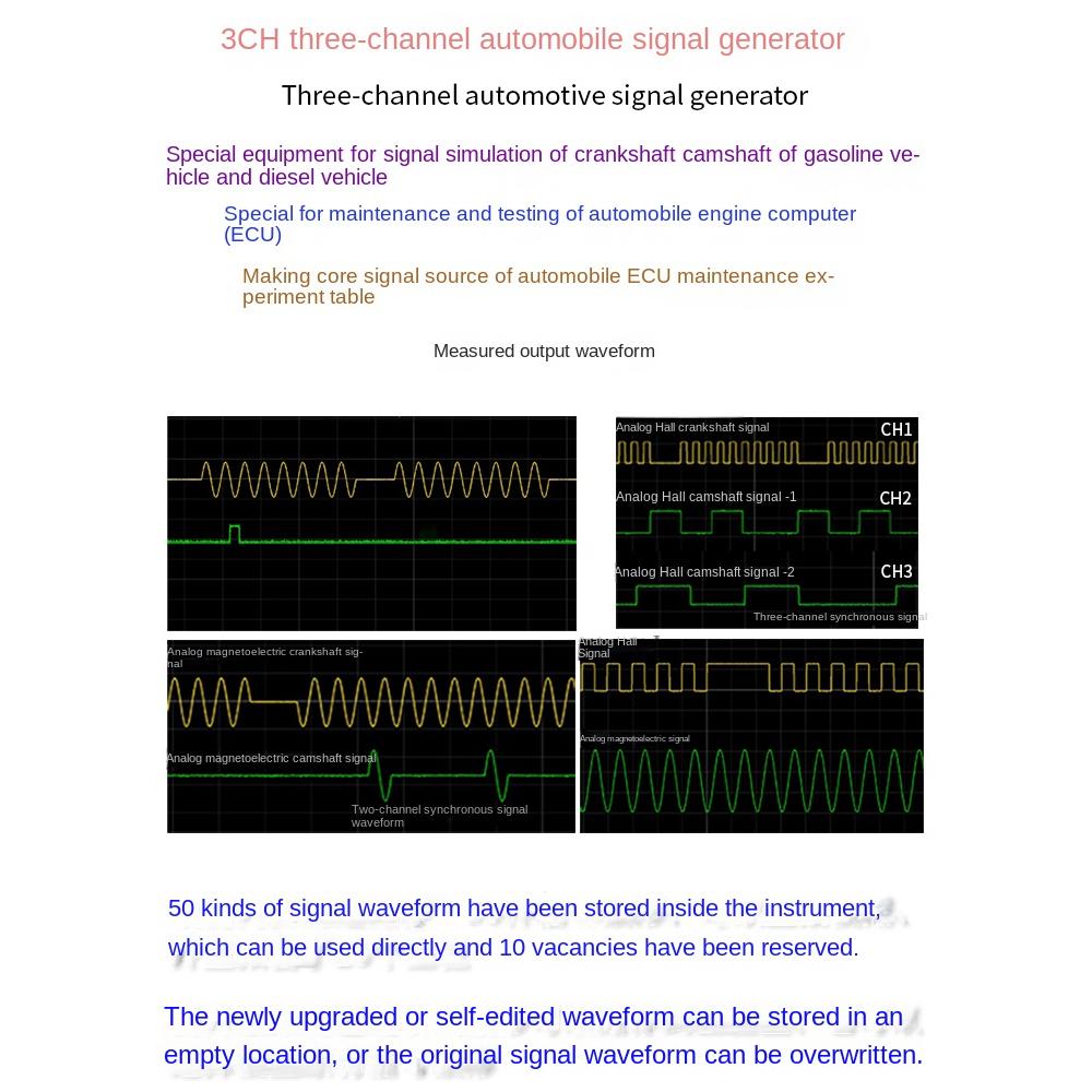 AM-3CH Gerador de sinal de automóvel de três canais, virabrequim, sensor de eixo de comando, simulador de carro ECU