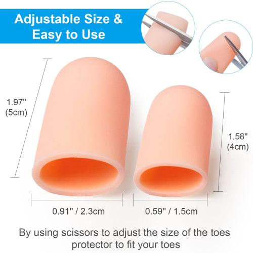 Gel Toe Caps, Big Toe Guard Cushion Toe Protectors for Blisters, Corns, Calluses, Toe Sleeve Protectors for Ingrown Toenails, 10 Pairs