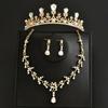 Wedding Bride Headgear Crown White Wedding Dress Birthday Hair Accessories Korean Luxury Atmospheric Necklace Earrings Three-Piece Set Women