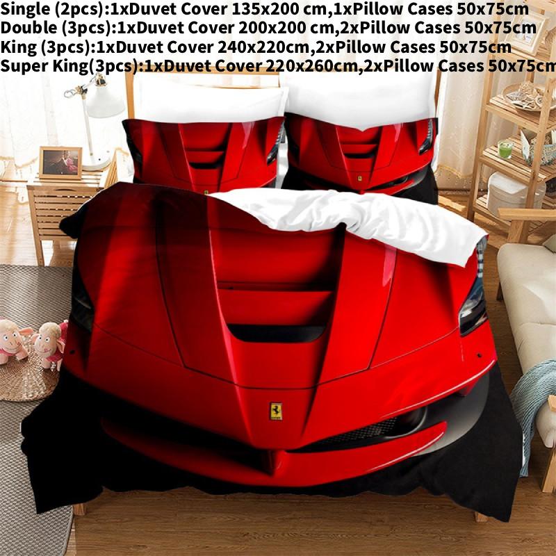 

Car Pattern Sports Printing Duvet Cover Pillowcase Set Bedding For Decor Bedroom Style F,135x200cm