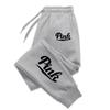 Vintage-pink Men Sweatpants Pocket Pink Cursive Print, Leg Retro Pink Script, Side Pocket Drawstring Jogger Pants for Minimal Urban Street Looks